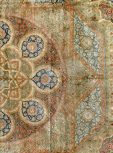 Signed Persian Qum Carpet Octogonal Carpet | Fine Pure Silk