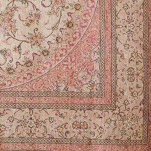 Fine Persian Qum Zanjan Pure Silk Central Medallion Carpet